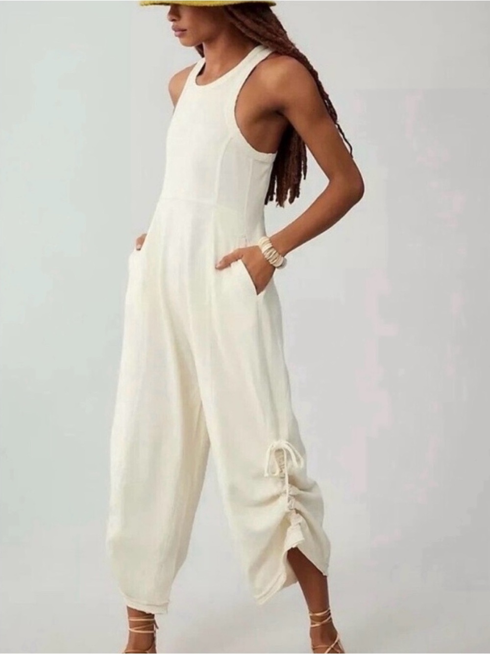 NEW ANTHROPOLOGIE Daily Practice Horizon Wide-Leg
Knit Jumpsuit Ivory